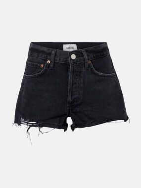 Agolde black distressed denim shorts 28